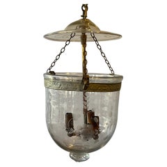 1940s Belgian Val St. Lambert Etched Glass Bell Jar Lantern