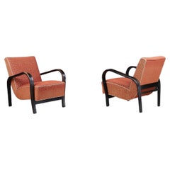 Sillones de madera curvada de los años 40 de Koželka & Kropáček con tapicería original - Praga