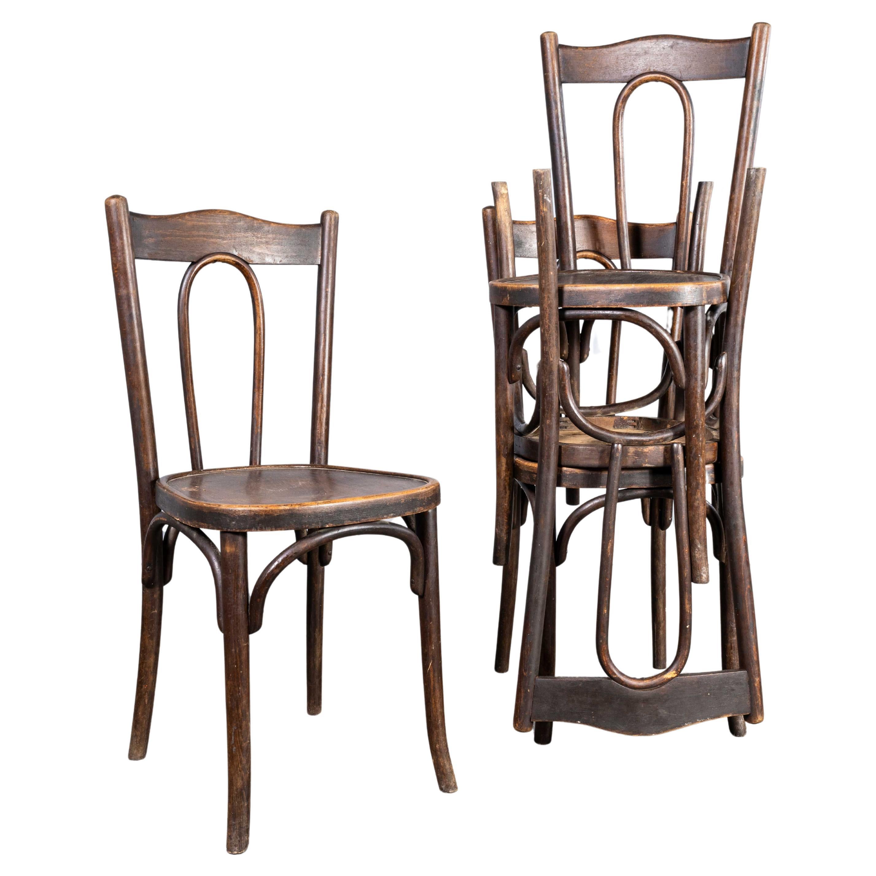 Chaises de salle à manger Debrecen en bois courbé à dossier Classic des années 1940 - Lot de quatre