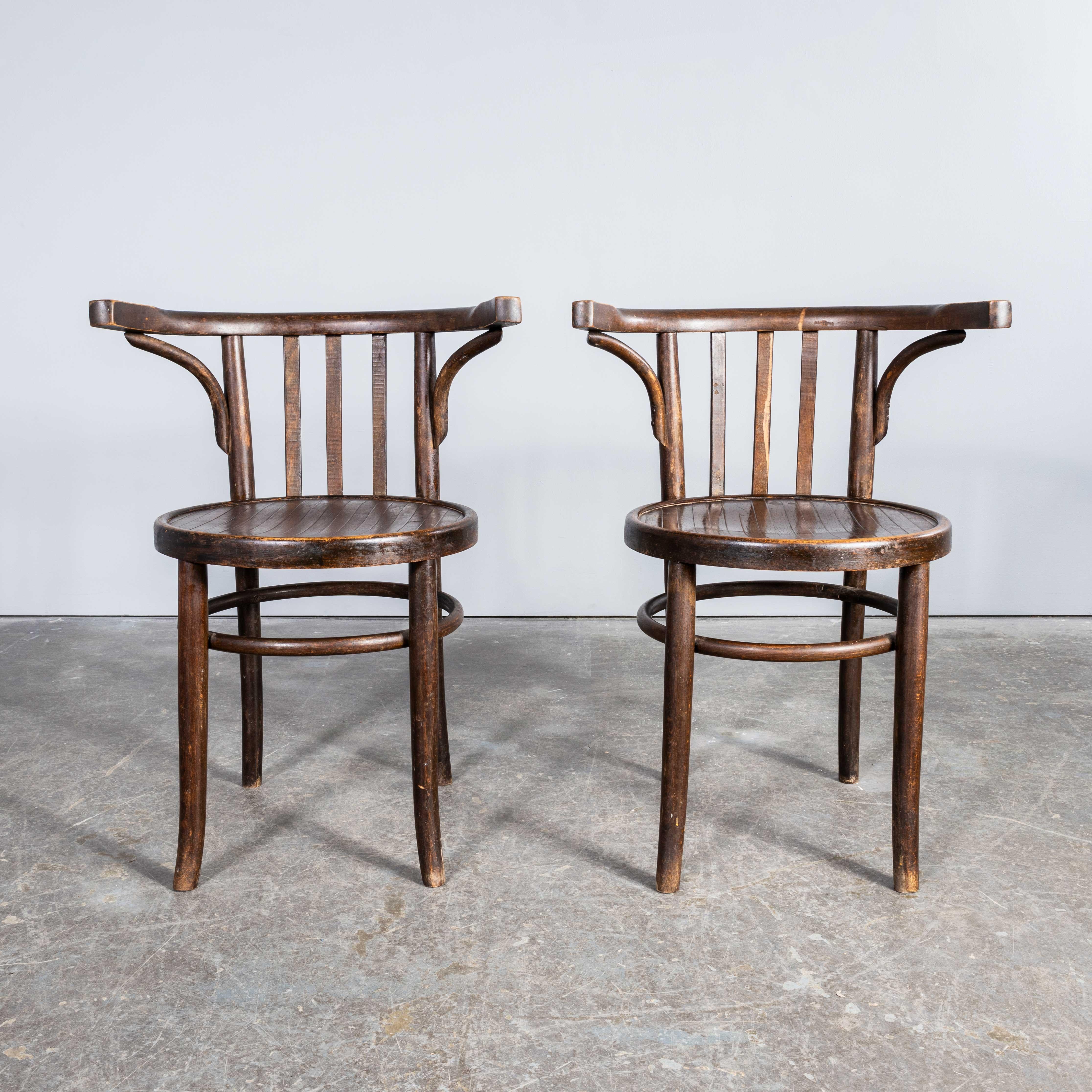 European 1940’s Bentwood Debrecen Crescent Back Dining Chairs – Pair