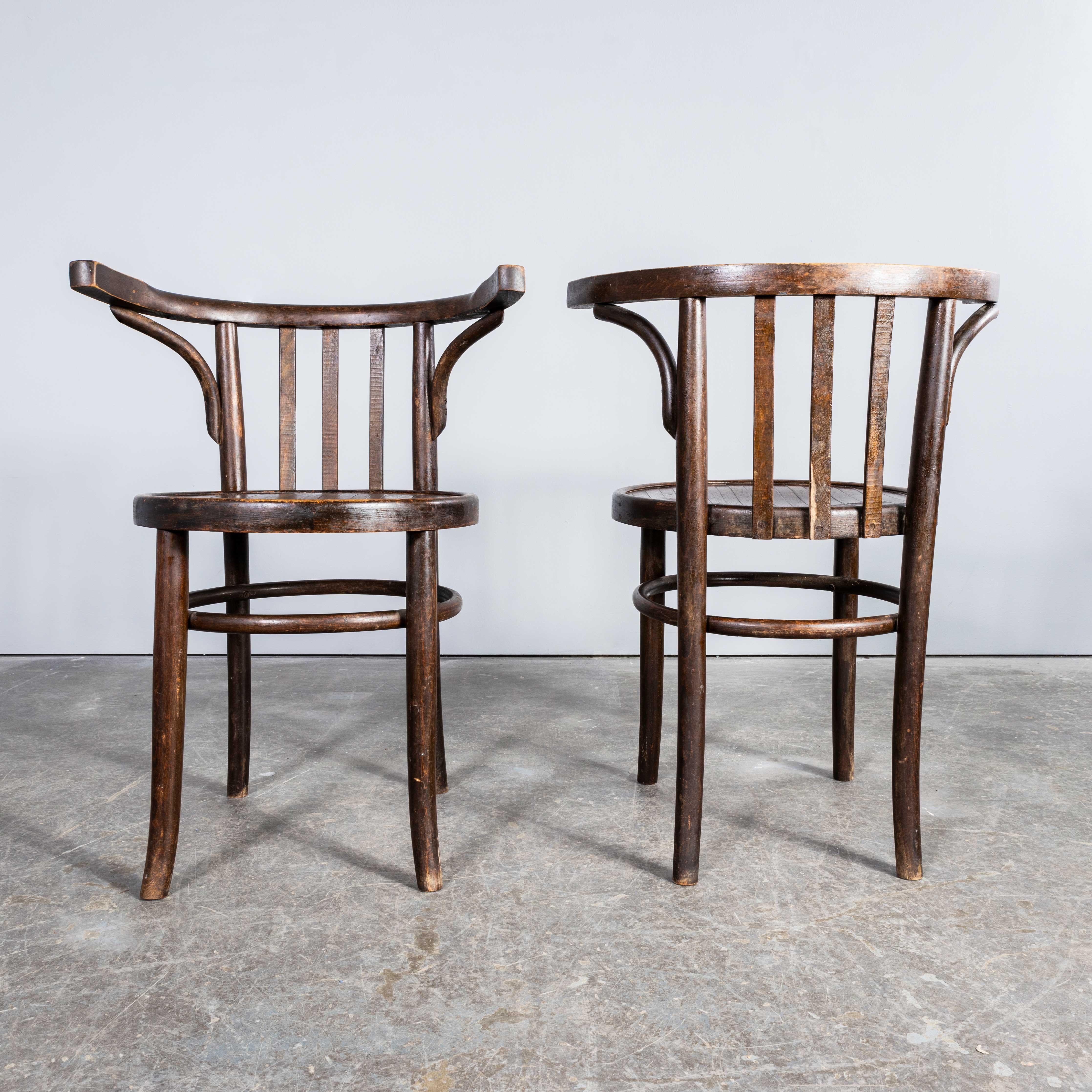Mid-20th Century 1940’s Bentwood Debrecen Crescent Back Dining Chairs – Pair