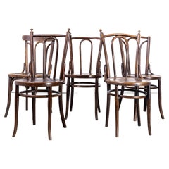 Chaises de salle à manger Debrecen en bois de Bentwood des années 1940 - Ensemble de cinq chaises Harlequin