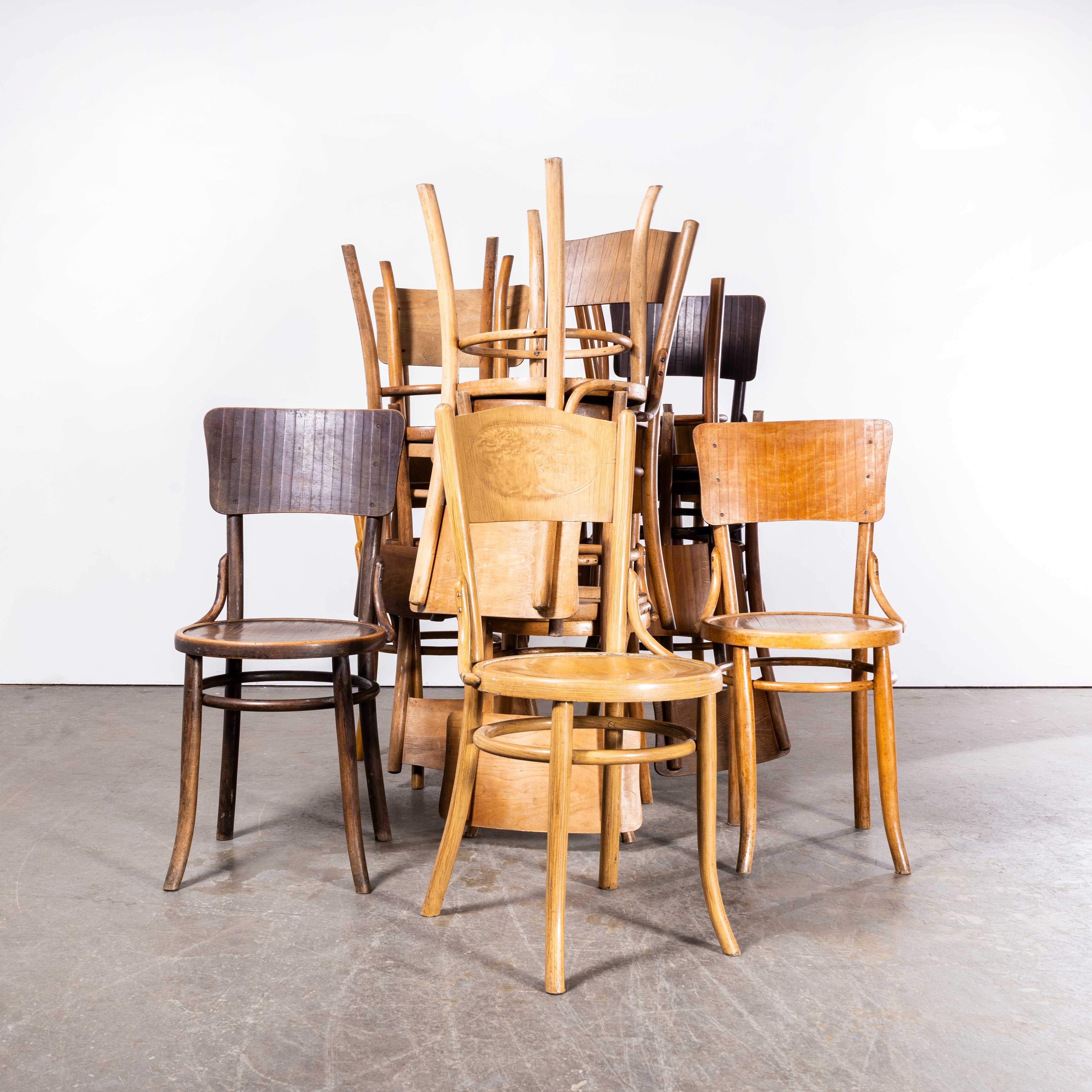 1940's Bentwood Debrecen Panel Back Dining Chairs - Mixed - Good Qty Avai For Sale 11