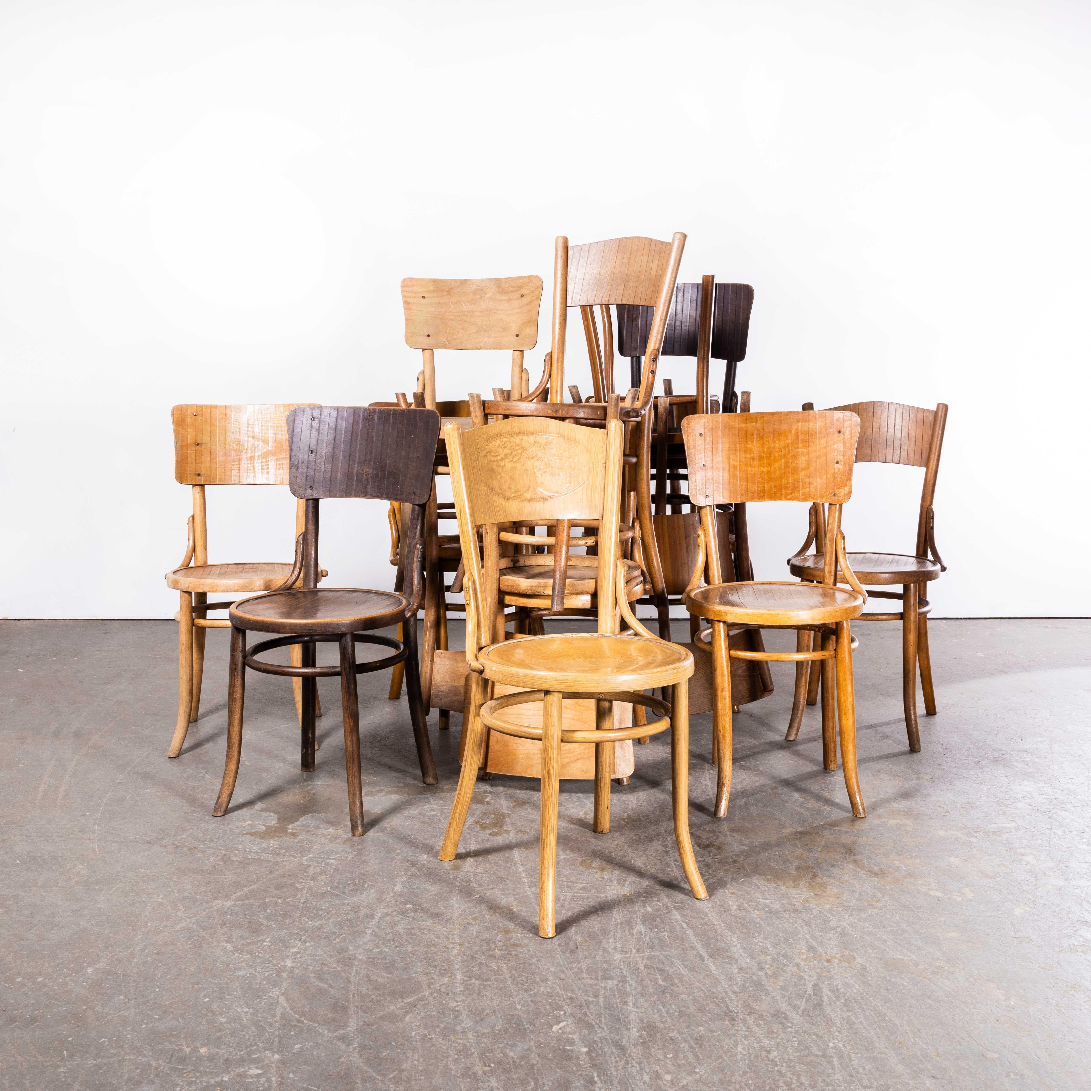 1940's Bentwood Debrecen Panel Back Dining Chairs - Mixed - Good Qty Avai For Sale 1