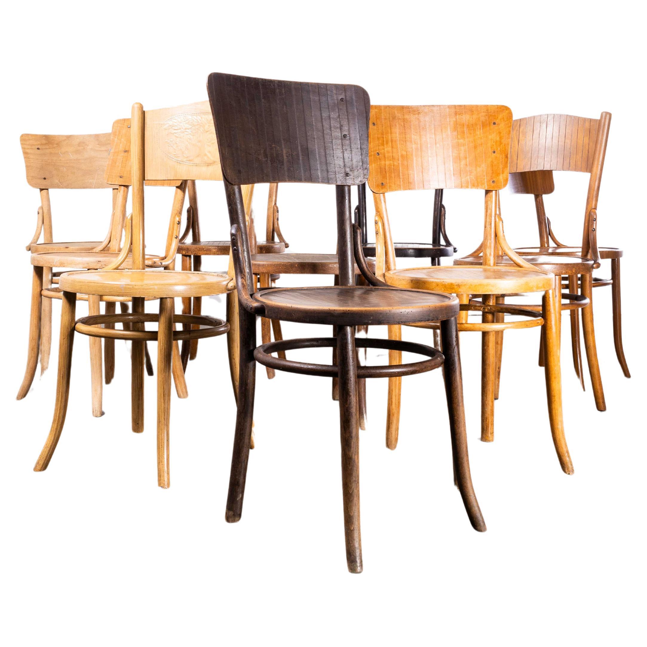 1940's Bentwood Debrecen Panel Back Dining Chairs - Mixed - Set Of Ten For Sale