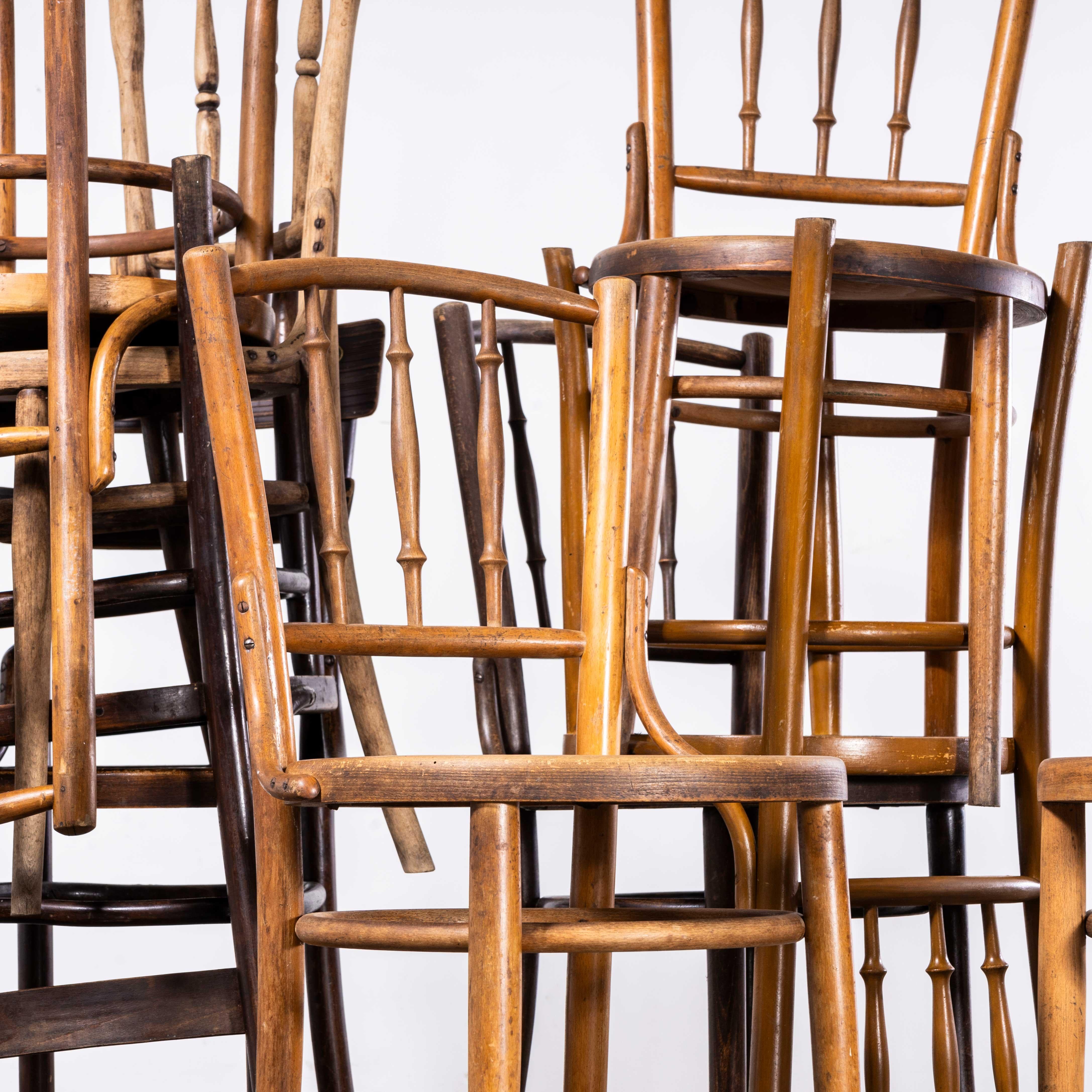 Mid-20th Century 1940's Bentwood Debrecen Spindle Back Dining Chairs - Mixed - Good Qty Av For Sale