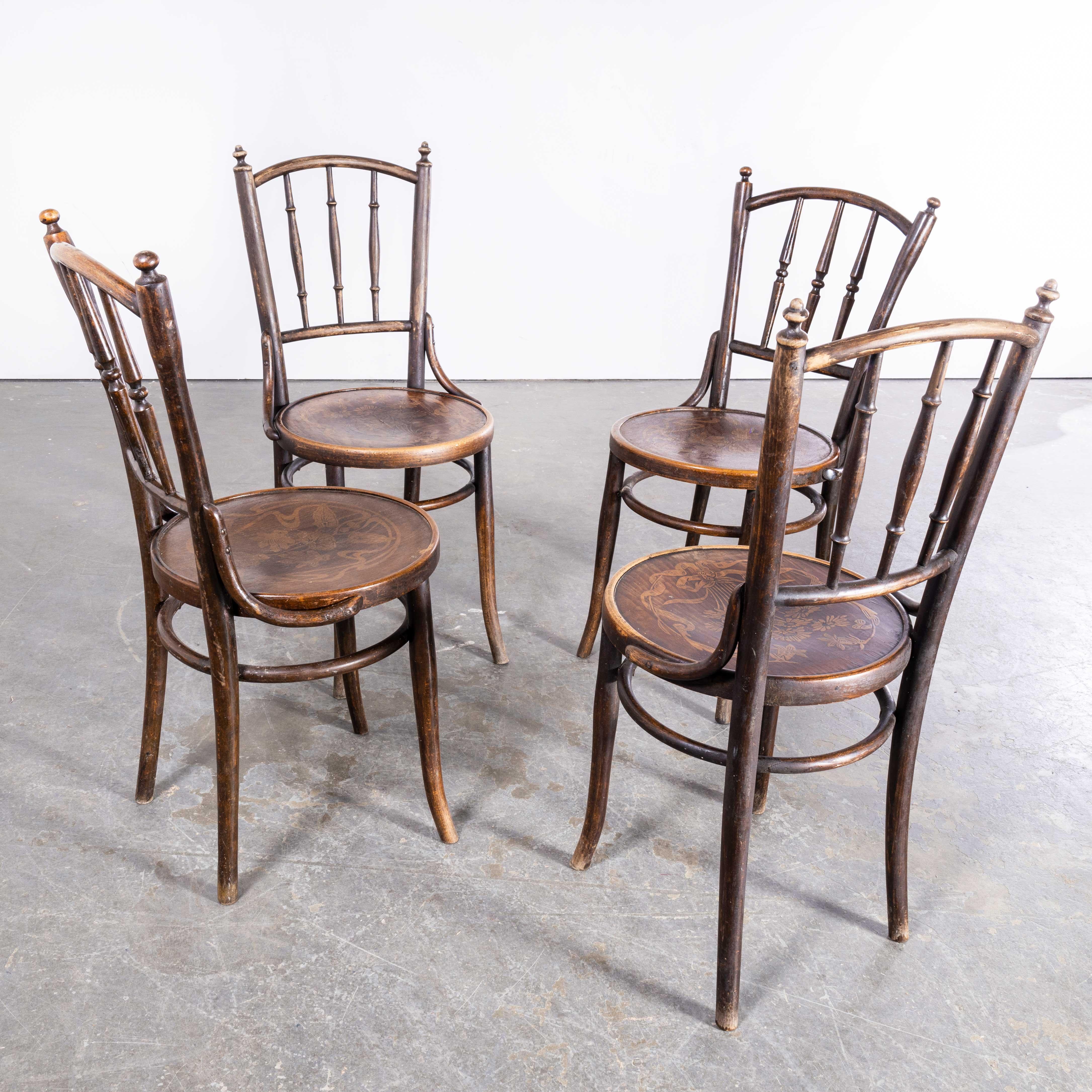 1940s Bentwood Debrecen Spindle Dining Chairs, Set of Four 5