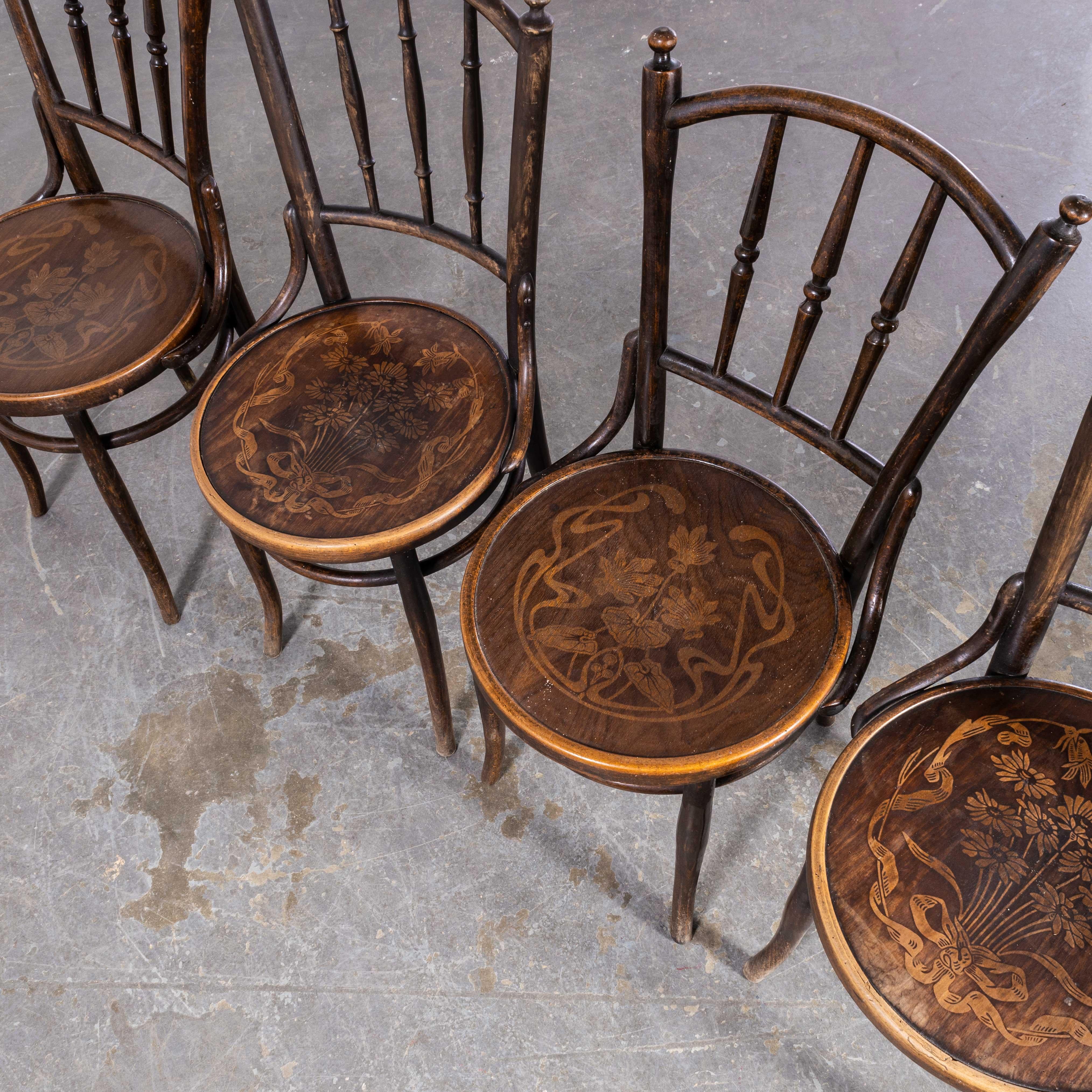 1940s Bentwood Debrecen Spindle Dining Chairs, Set of Four 2