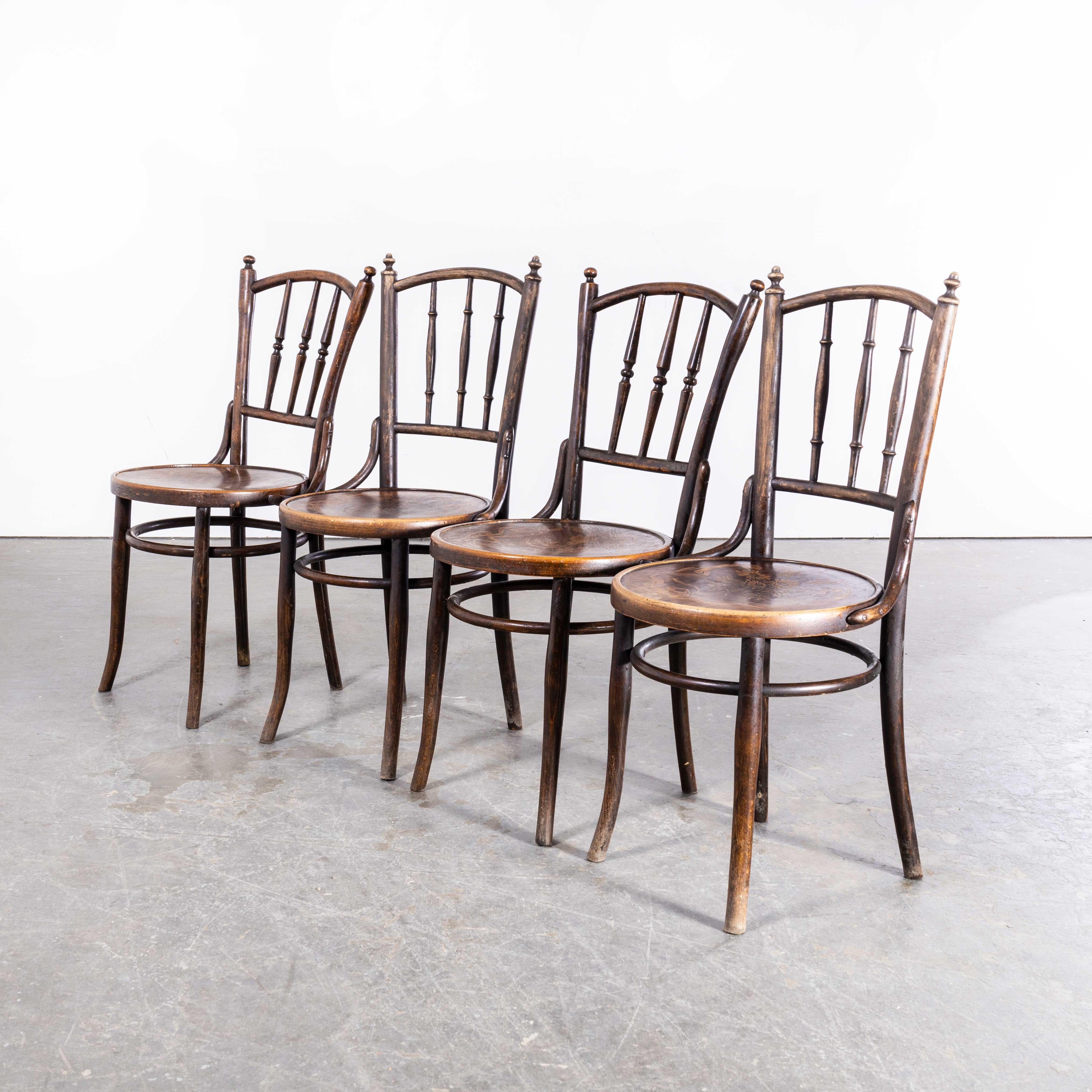 1940s Bentwood Debrecen Spindle Dining Chairs, Set of Four 4