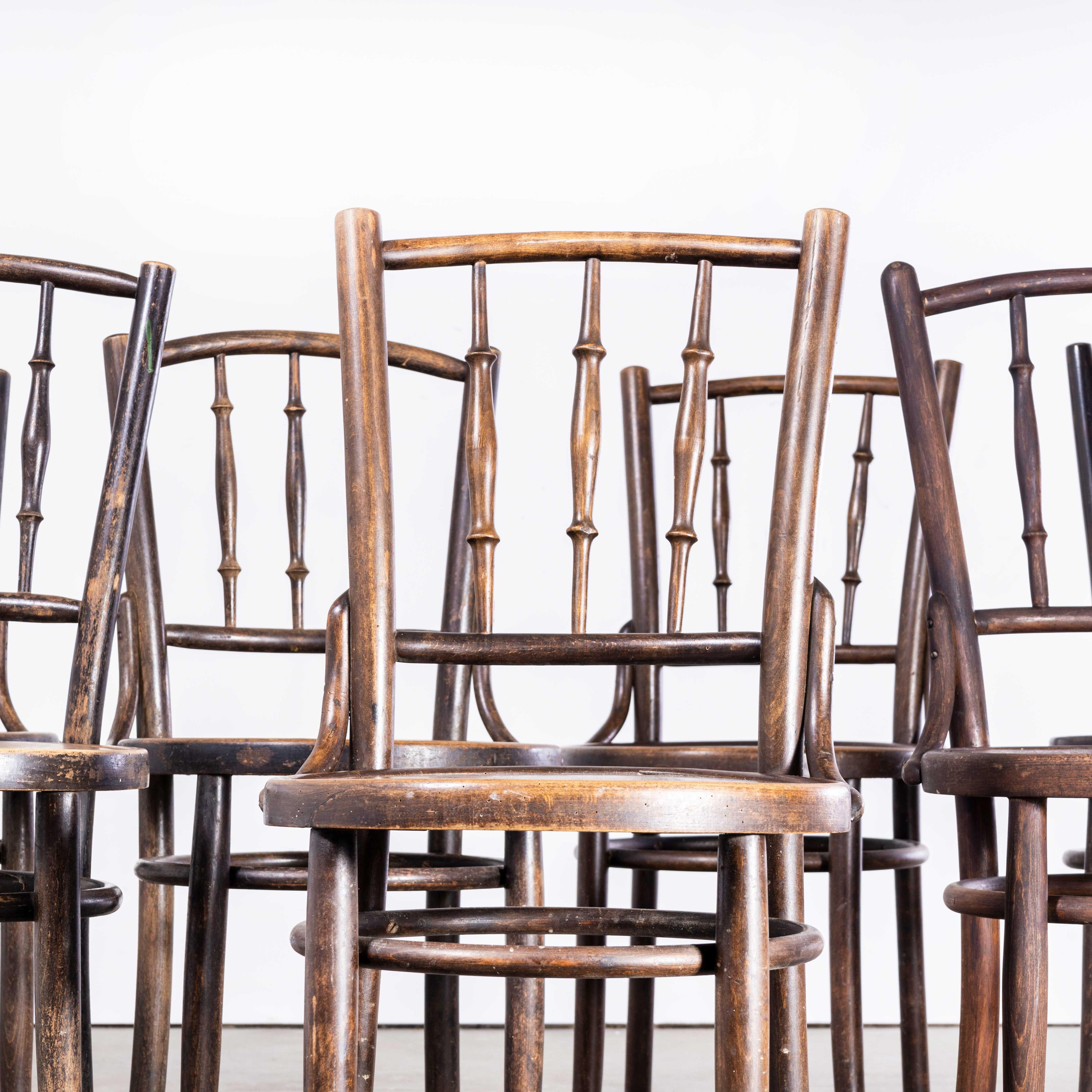 1940s Bentwood Debrecen Spindle Dining Chairs, Set of Seven For Sale 5