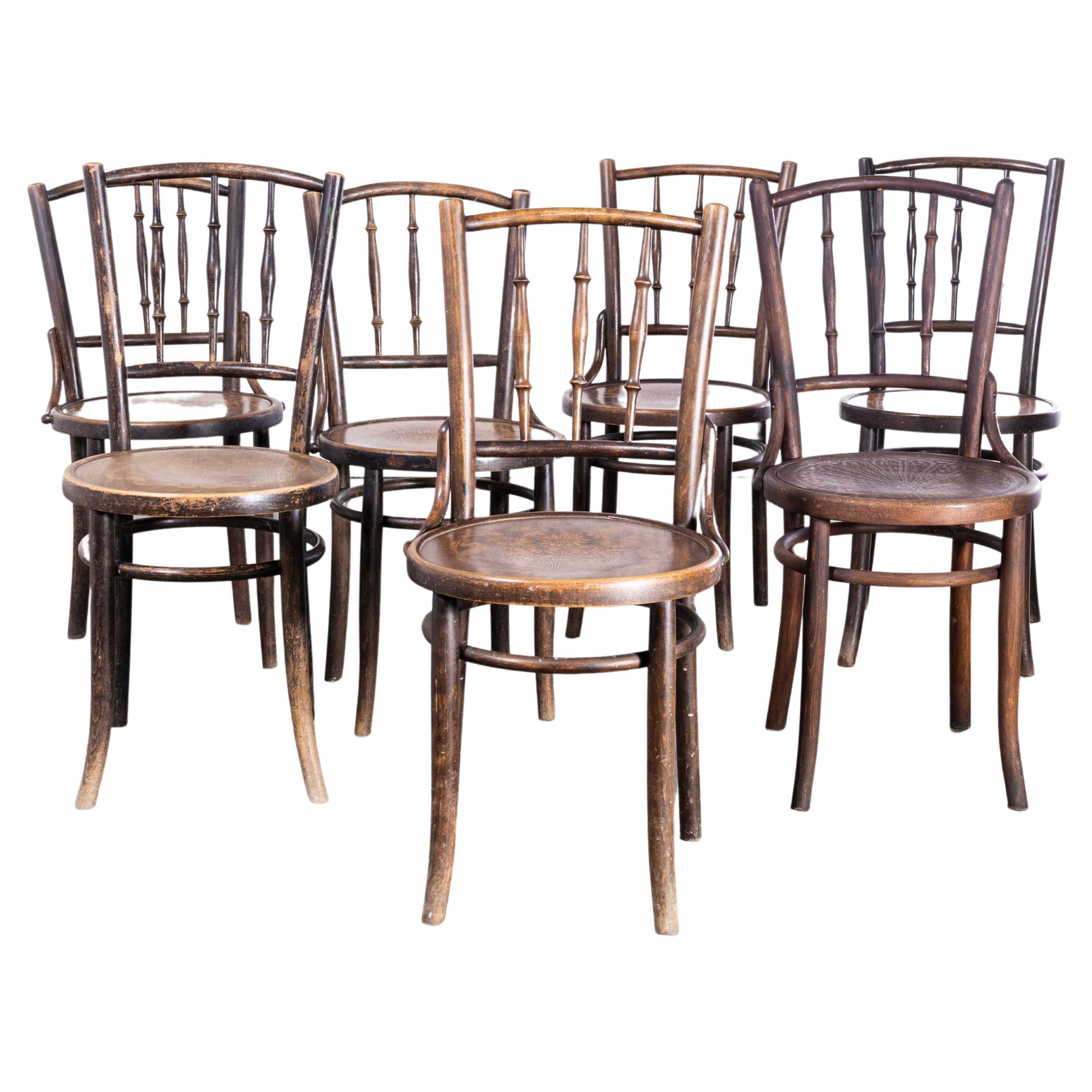 1940s Bentwood Debrecen Spindle Dining Chairs, Set of Seven For Sale