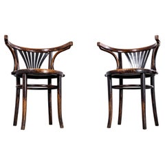 1940's Bentwood Mundus Warm Oak Dining Arm Chairs - Pair
