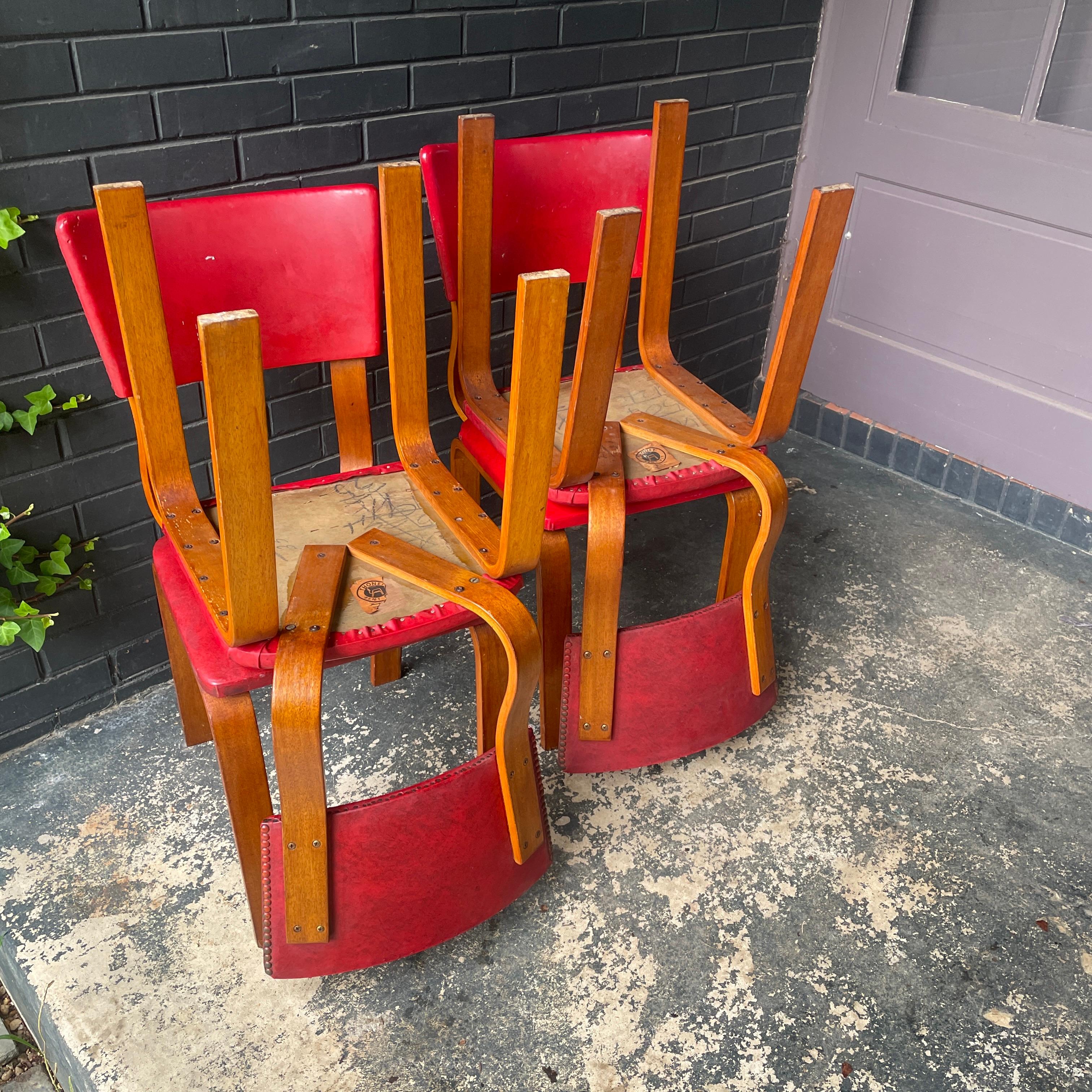 American 1940s Bentwood Thonet Dining Chairs Set 4 New York Vintage Mid-Century Art Deco