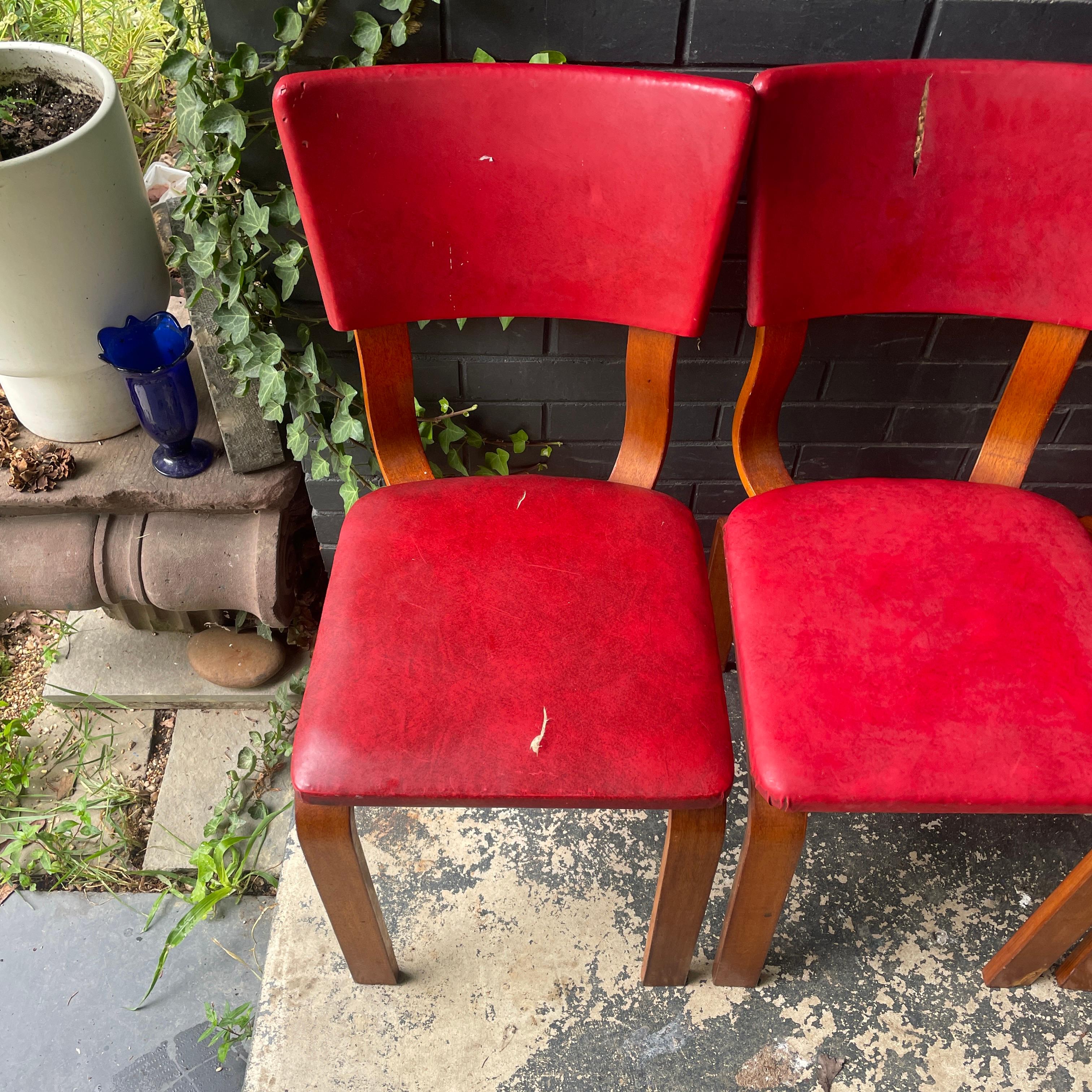 Lacquered 1940s Bentwood Thonet Dining Chairs Set 4 New York Vintage Mid-Century Art Deco