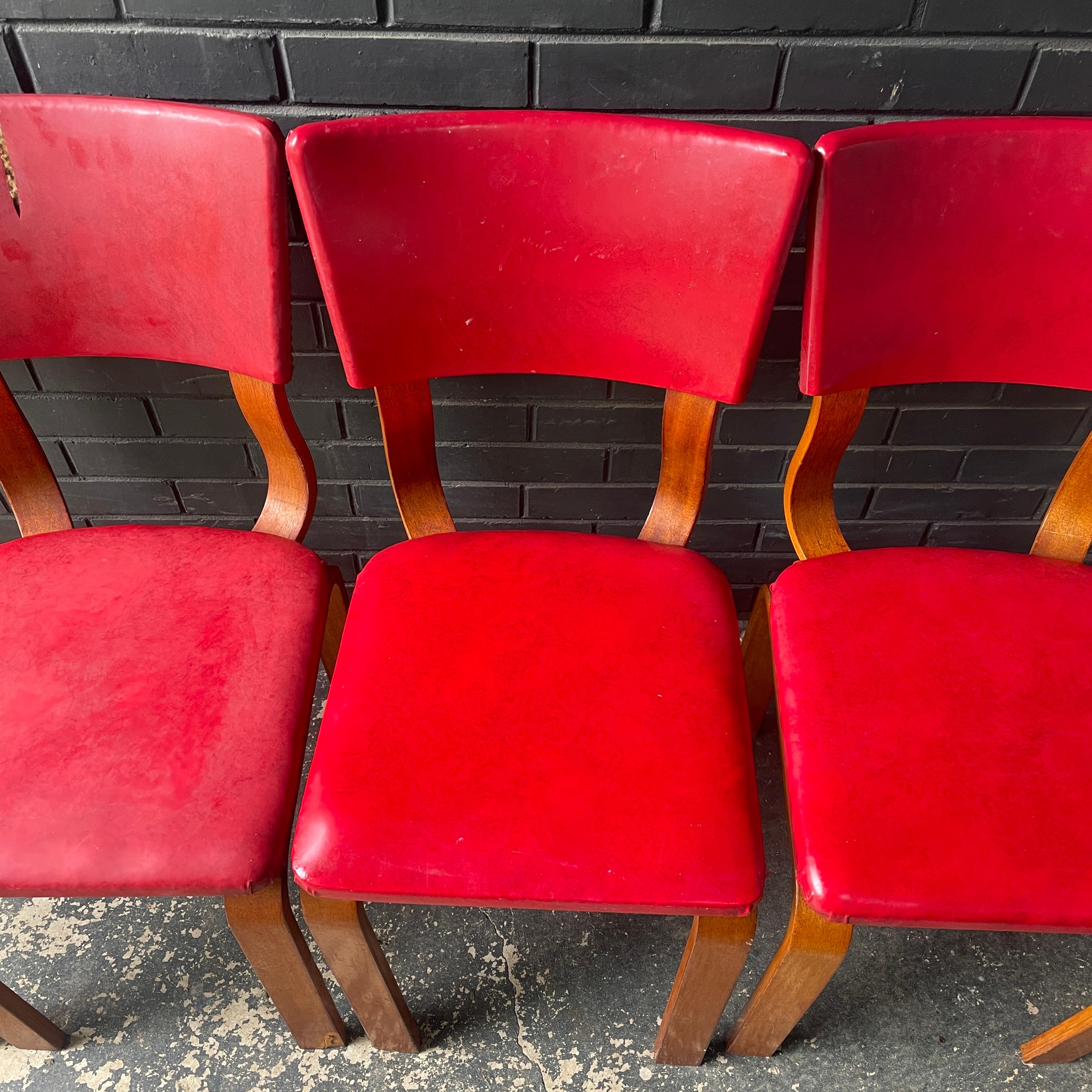 Mid-20th Century 1940s Bentwood Thonet Dining Chairs Set 4 New York Vintage Mid-Century Art Deco