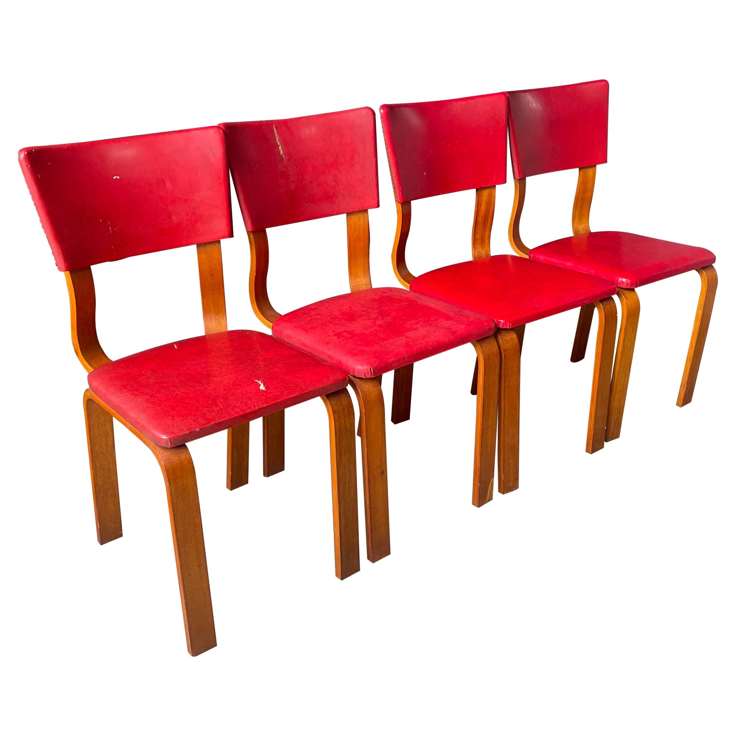 1940s Bentwood Thonet Dining Chairs Set 4 New York Vintage Mid-Century Art Deco