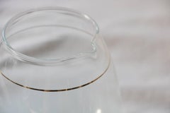 1940s Bette Davis Eyes Sea Blue Smoked Glass Gold Rim Cordial Pitcher