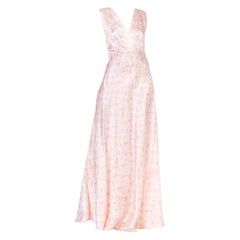 1940s Bias Negligee Slip Dress with Powder Puff Print