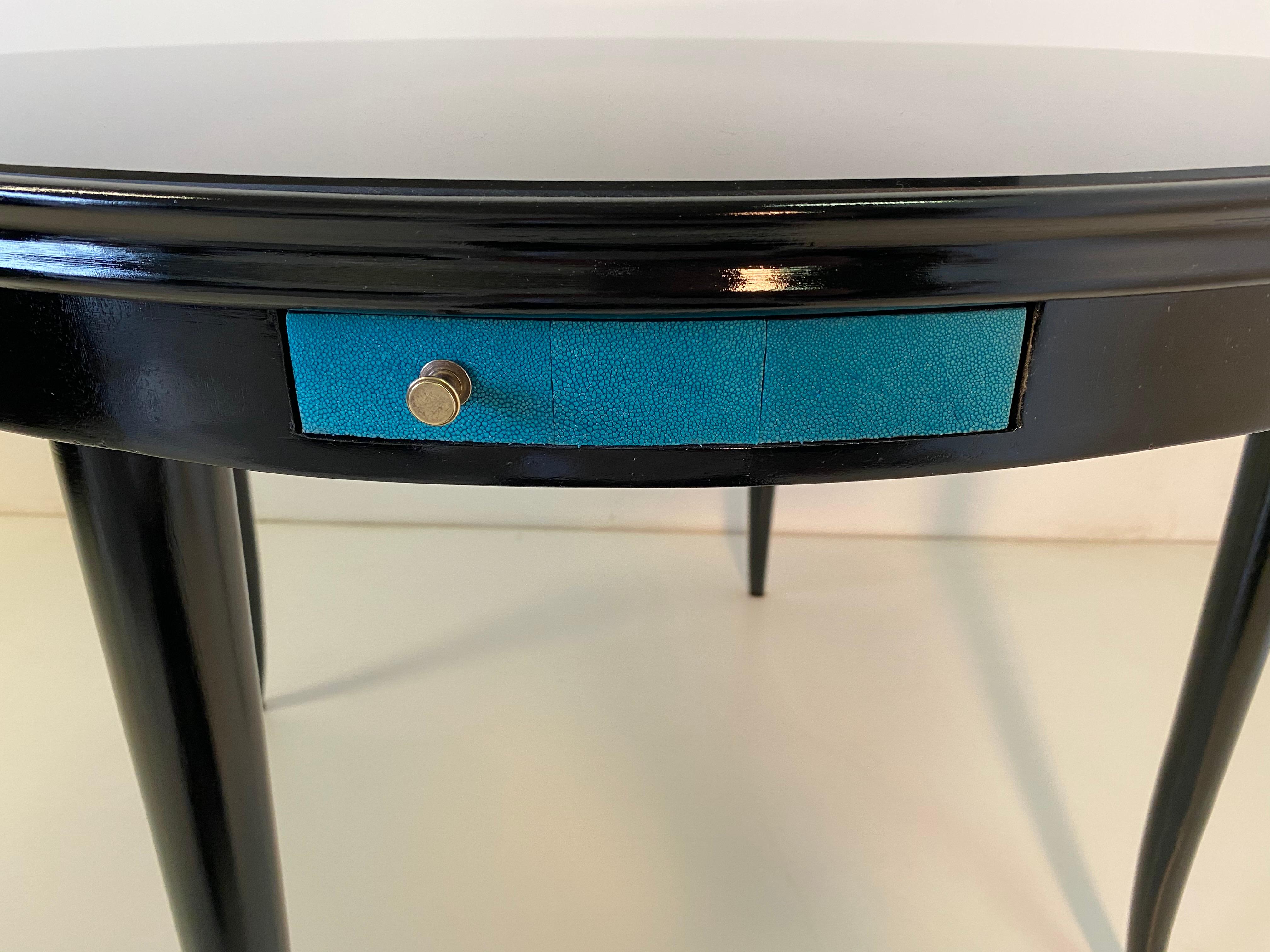 1940s Black and Blue Shagreen Game Table, Italy In Good Condition In Meda, MB