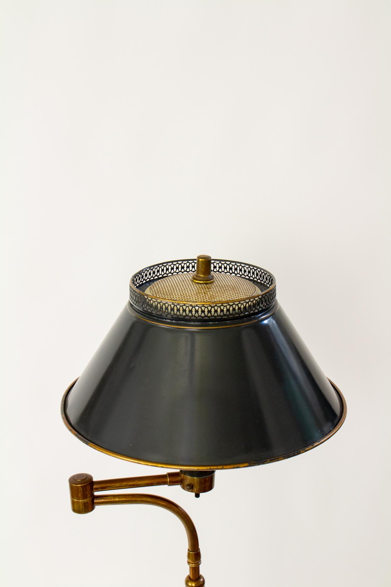 American 1940’s Black and Gold Tole Telescoping Floor Lamp
