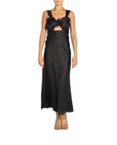 1940S Black Bias Cut Nylon With Peek A Boo Negligee