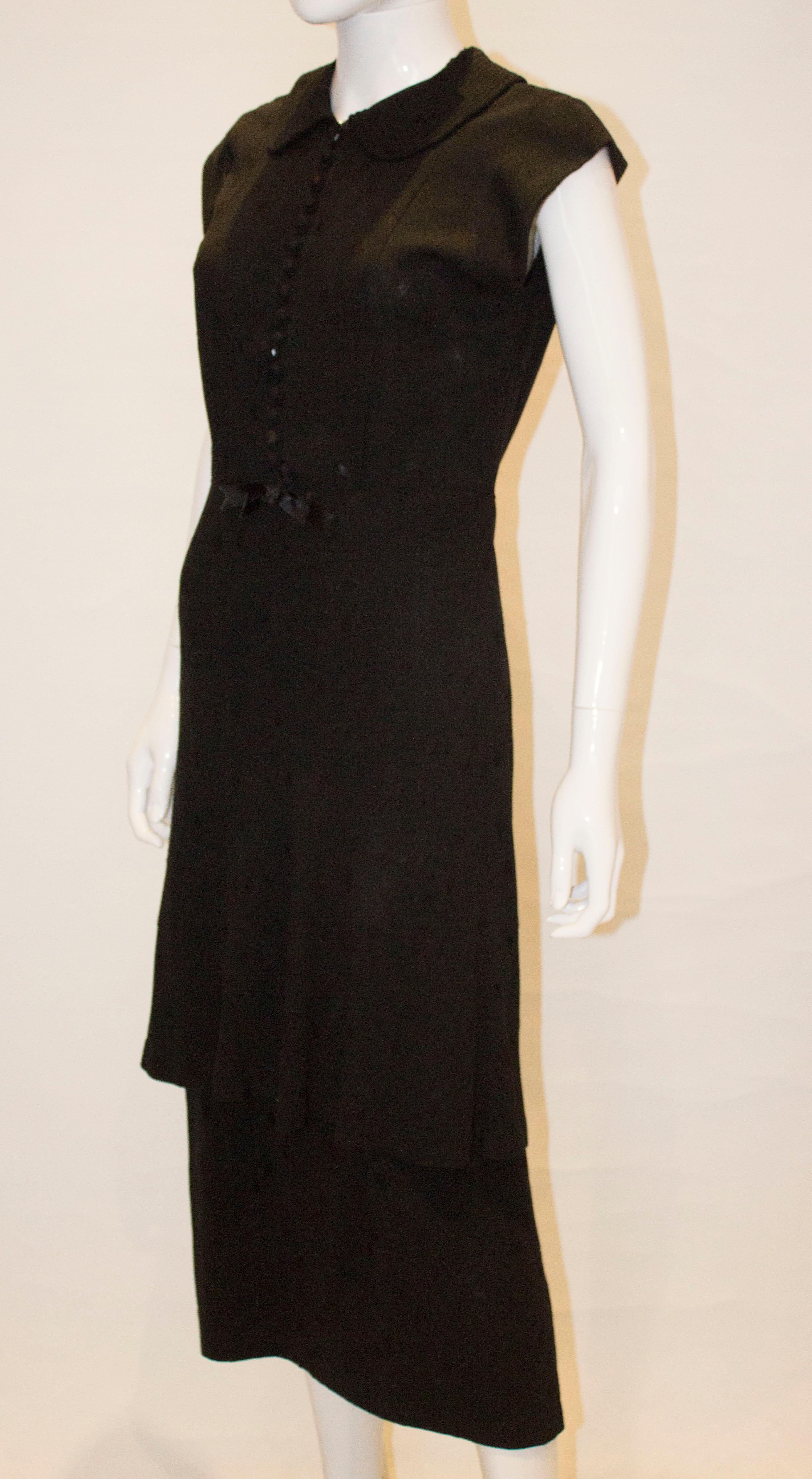 Women's 1940s Black Cocktail Dress with Cap Sleaves For Sale