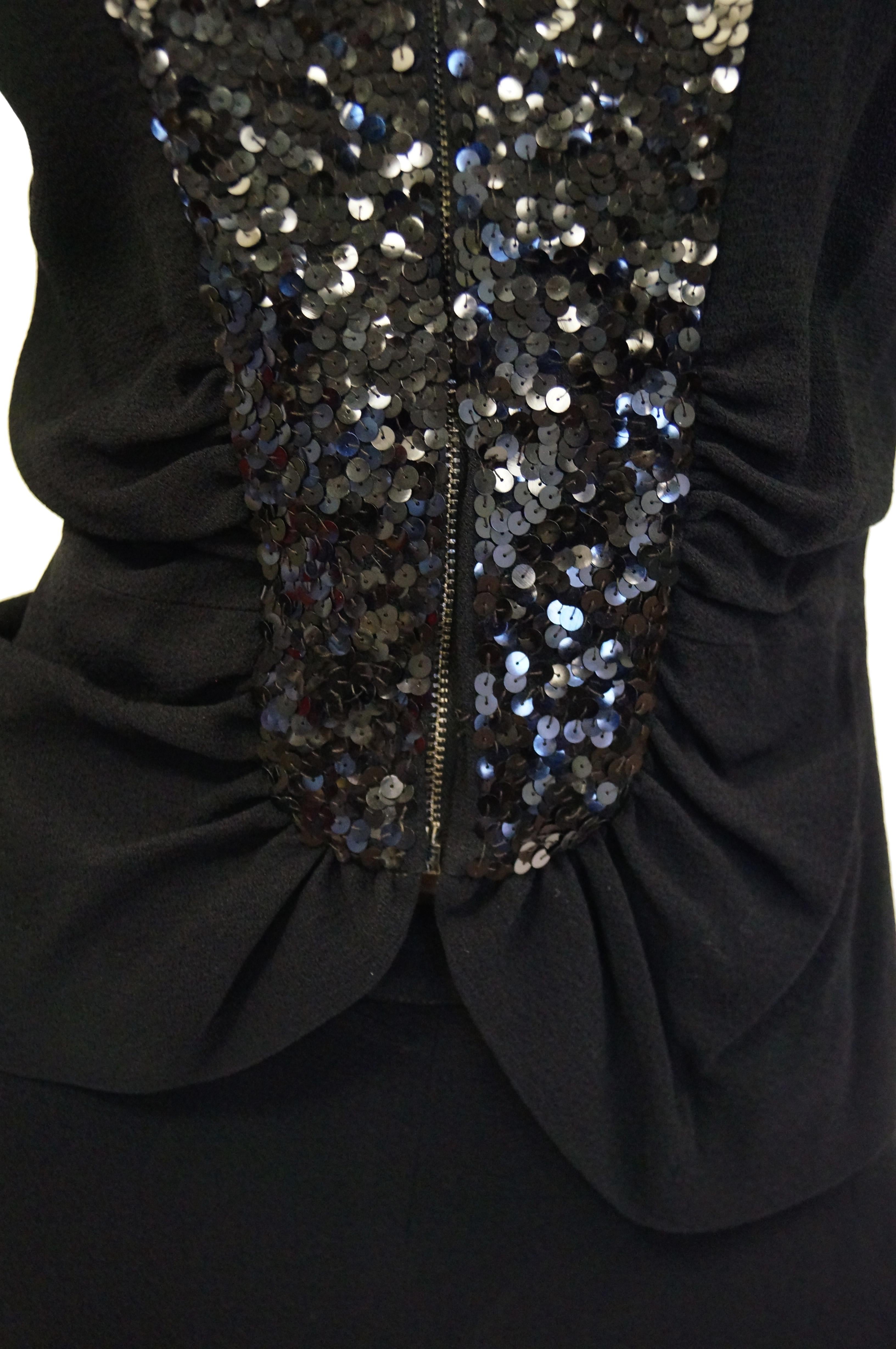 1940s Black Crepe and Sequin Cocktail Skirt and Blouse Set For Sale at ...