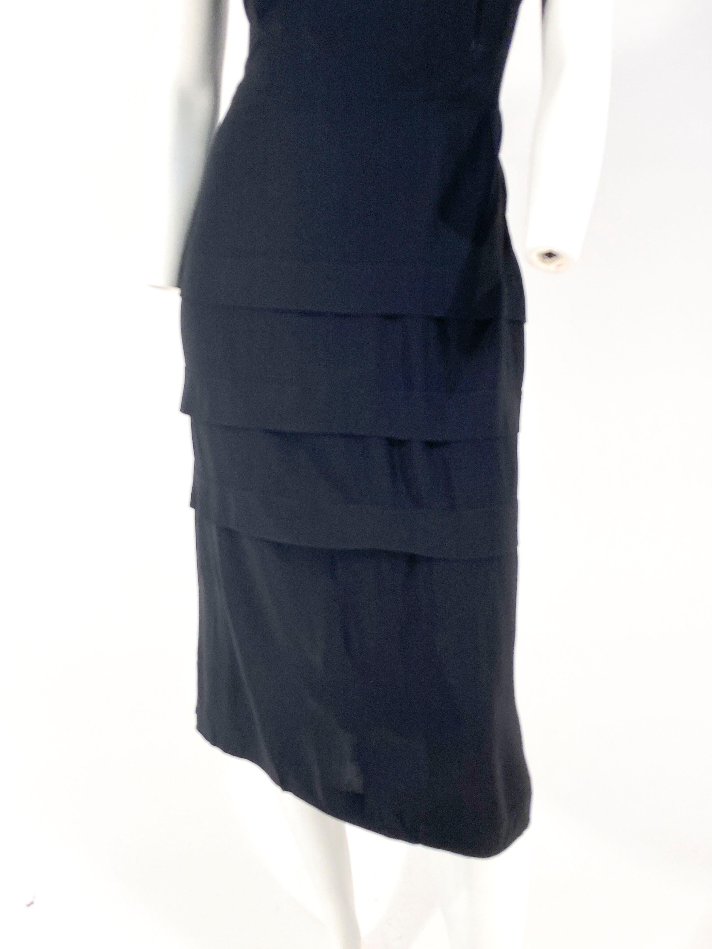 1940er Jahre Schwarzes Cocktailkleid aus Krepp Damen