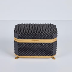 1940's Black Cut Crystal Hinged Box