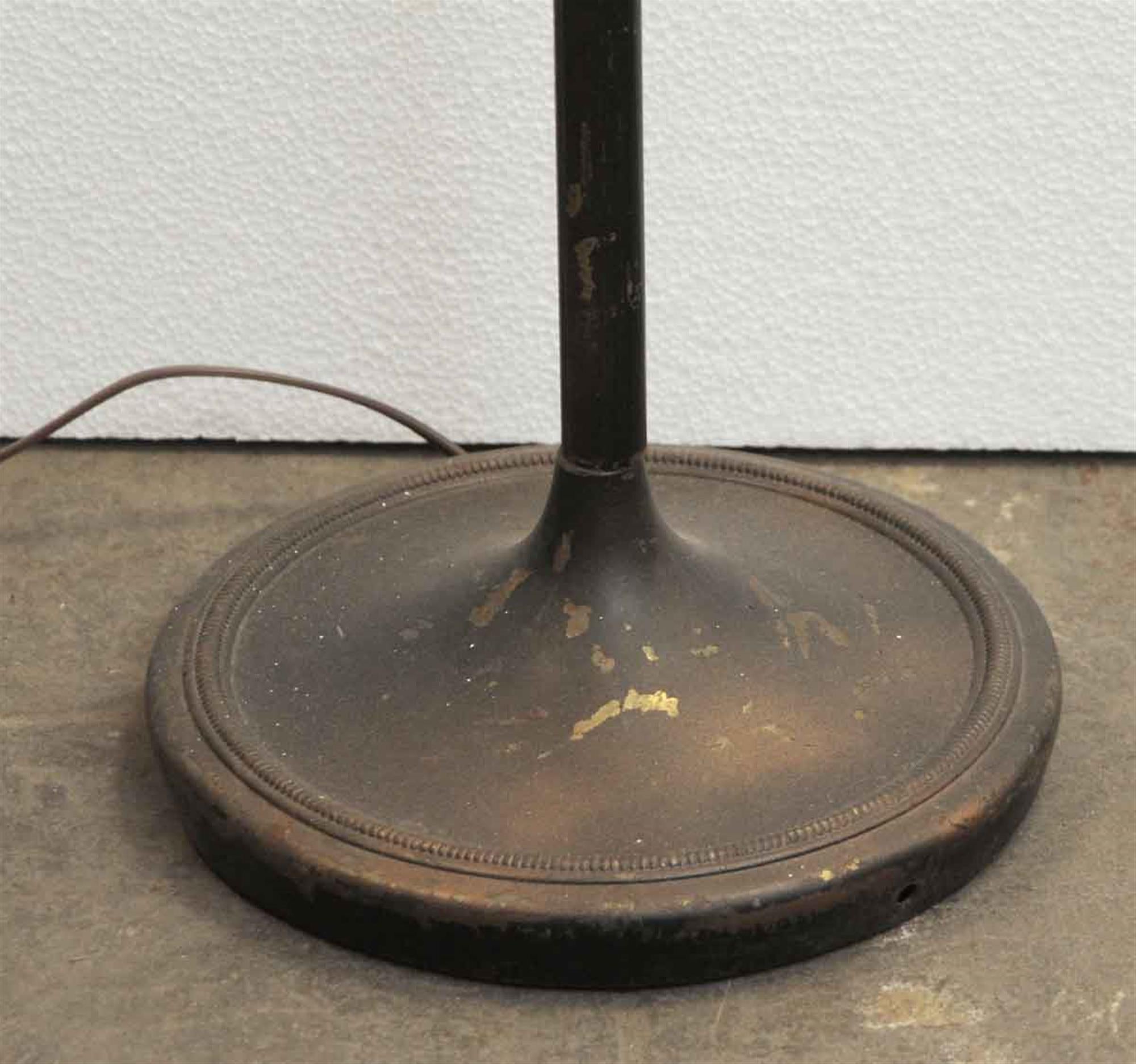 1940s Black Floor Lamp with Green Accents and White Shade In Good Condition In New York, NY
