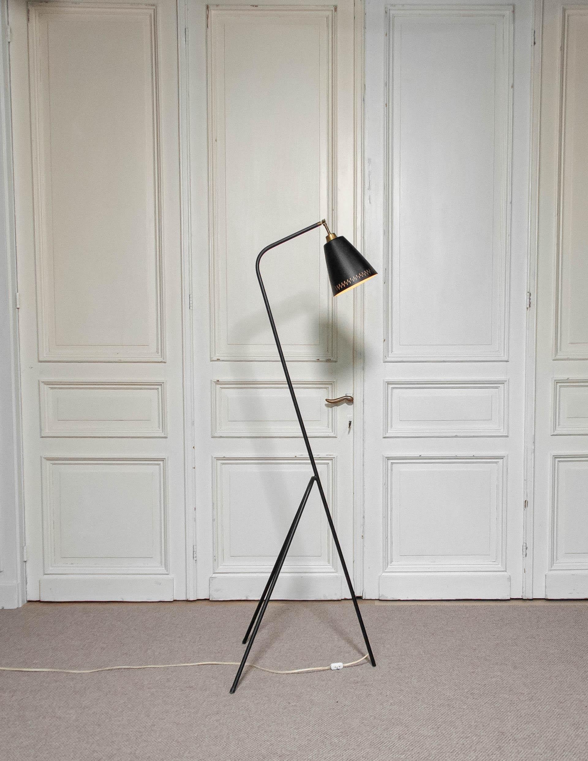 Lampada da terra Grasshopper nera degli anni '40, Svezia in vendita 2