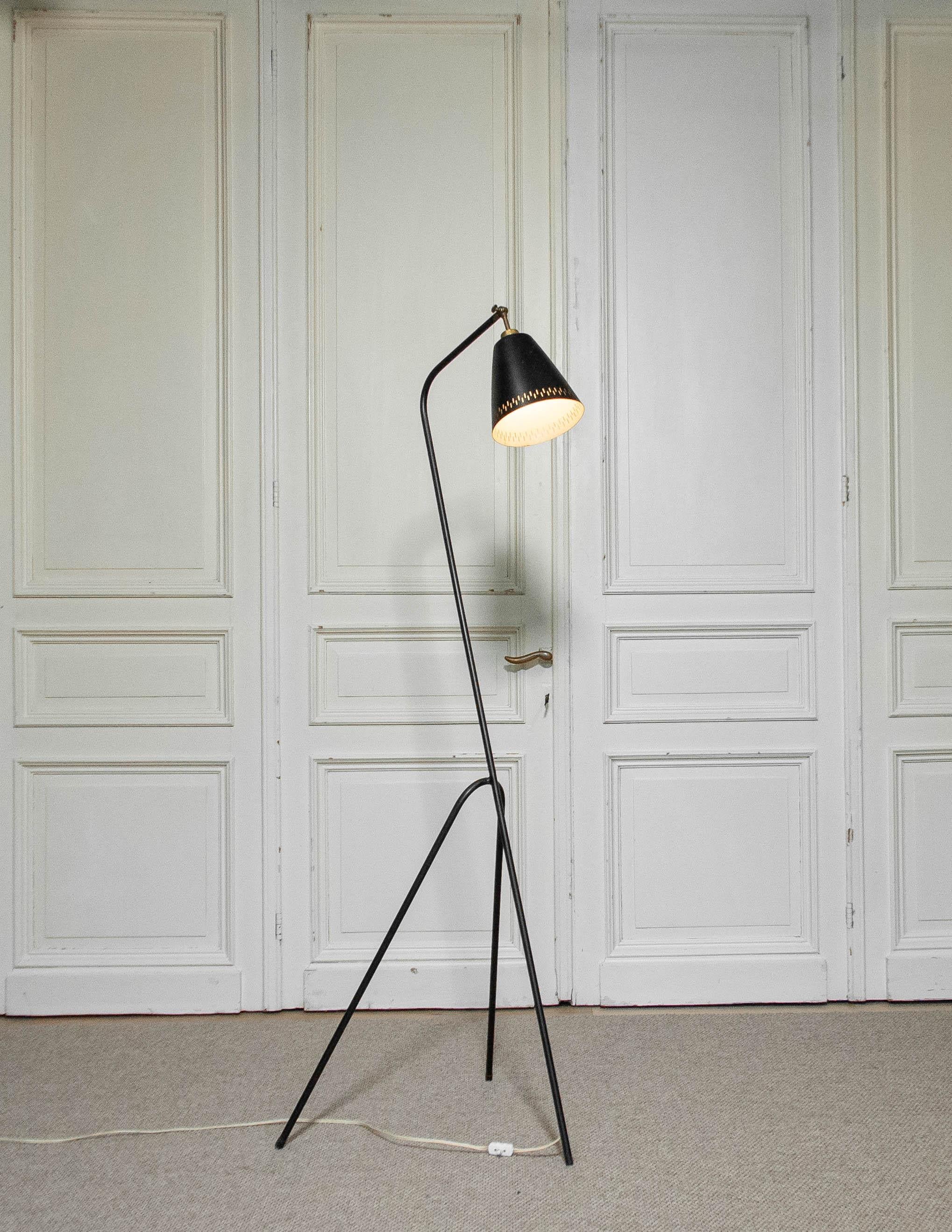 Lampada da terra Grasshopper nera degli anni '40, Svezia in vendita 3