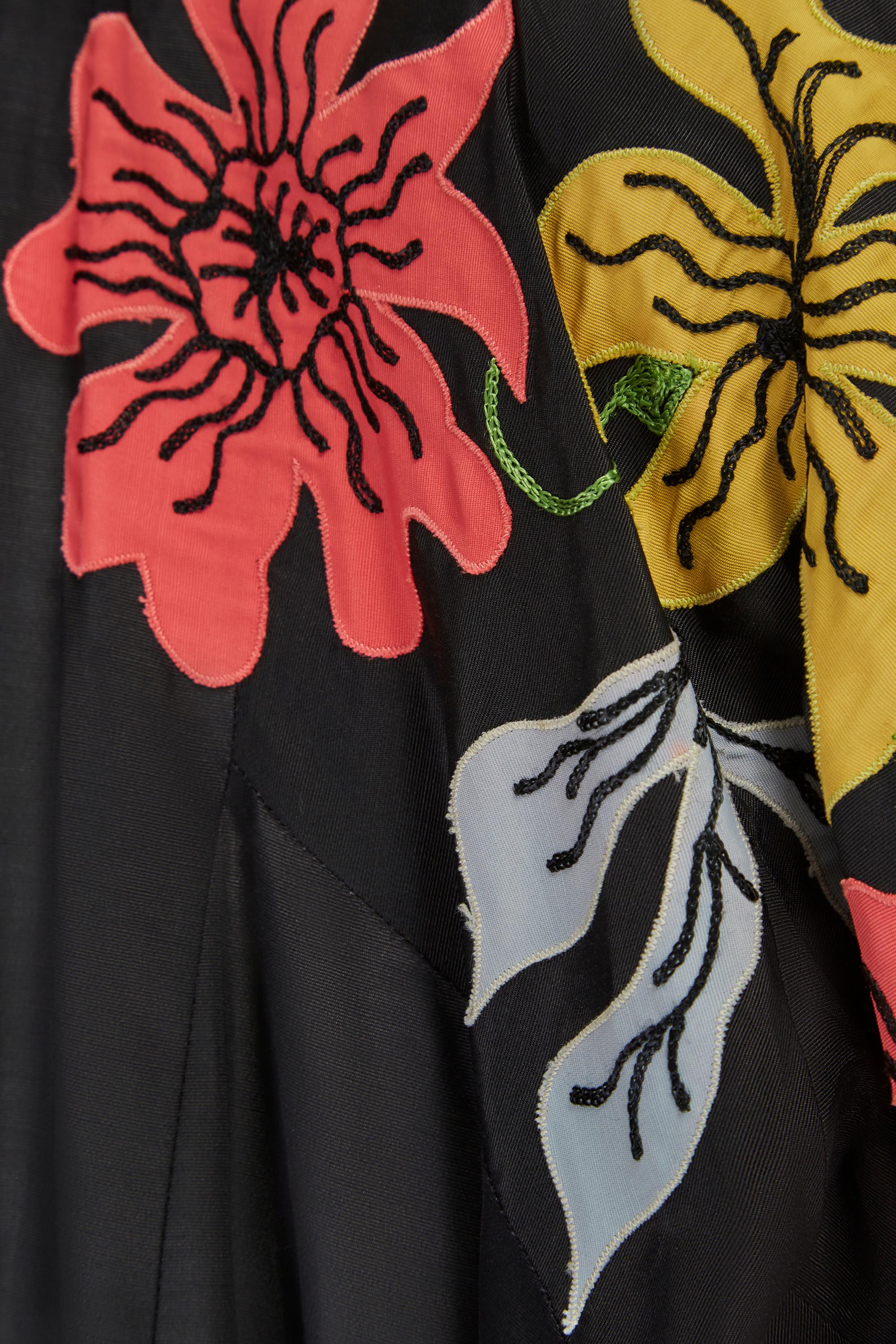 Women's 1940s Black Grosgrain Kimono Style Jacket For Sale