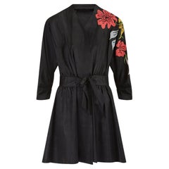 1940er Schwarze Jacke im Kimono-Stil mit Grosgrain-Muster
