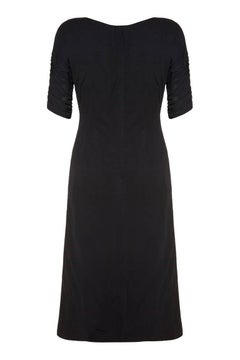 1950s Black Jersey and Twisted Tassel Wiggle Dress