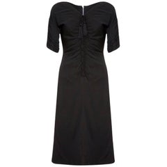 Vintage 1940s Black Jersey and Twisted Tassel Wiggle Dress