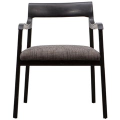 Sedia Edward Wormley singola in legno laccato nero degli anni '40, nuova tappezzeria 'b'.
