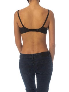 1940S Black Rayon & Cotton Satin  Early Underwire Bra Deadstock From Paris