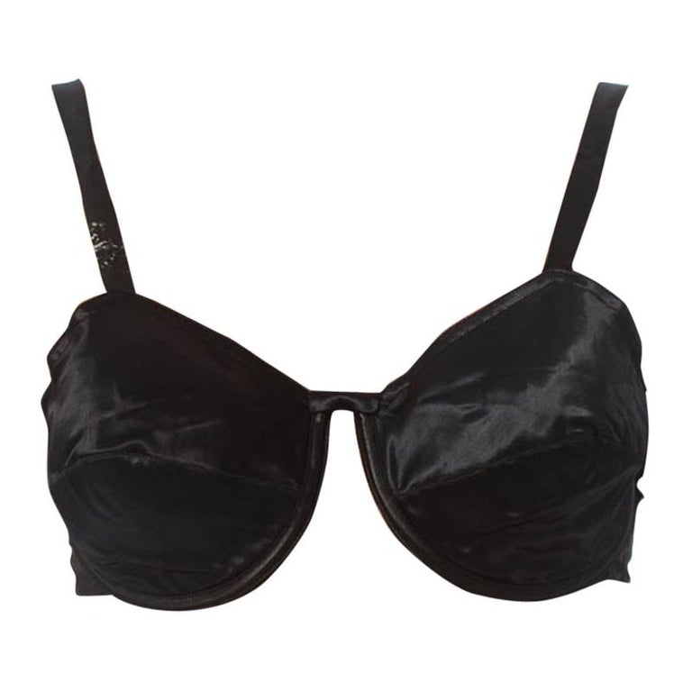 1940S Black Rayon and Cotton Satin Early Underwire Bra Deadstock From Paris  For Sale at 1stDibs