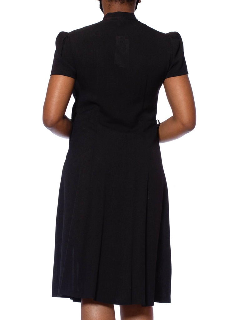 60’s Black Rayon Mini Dress with Bow