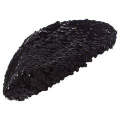 Vintage 1940s Black Sequin Hat