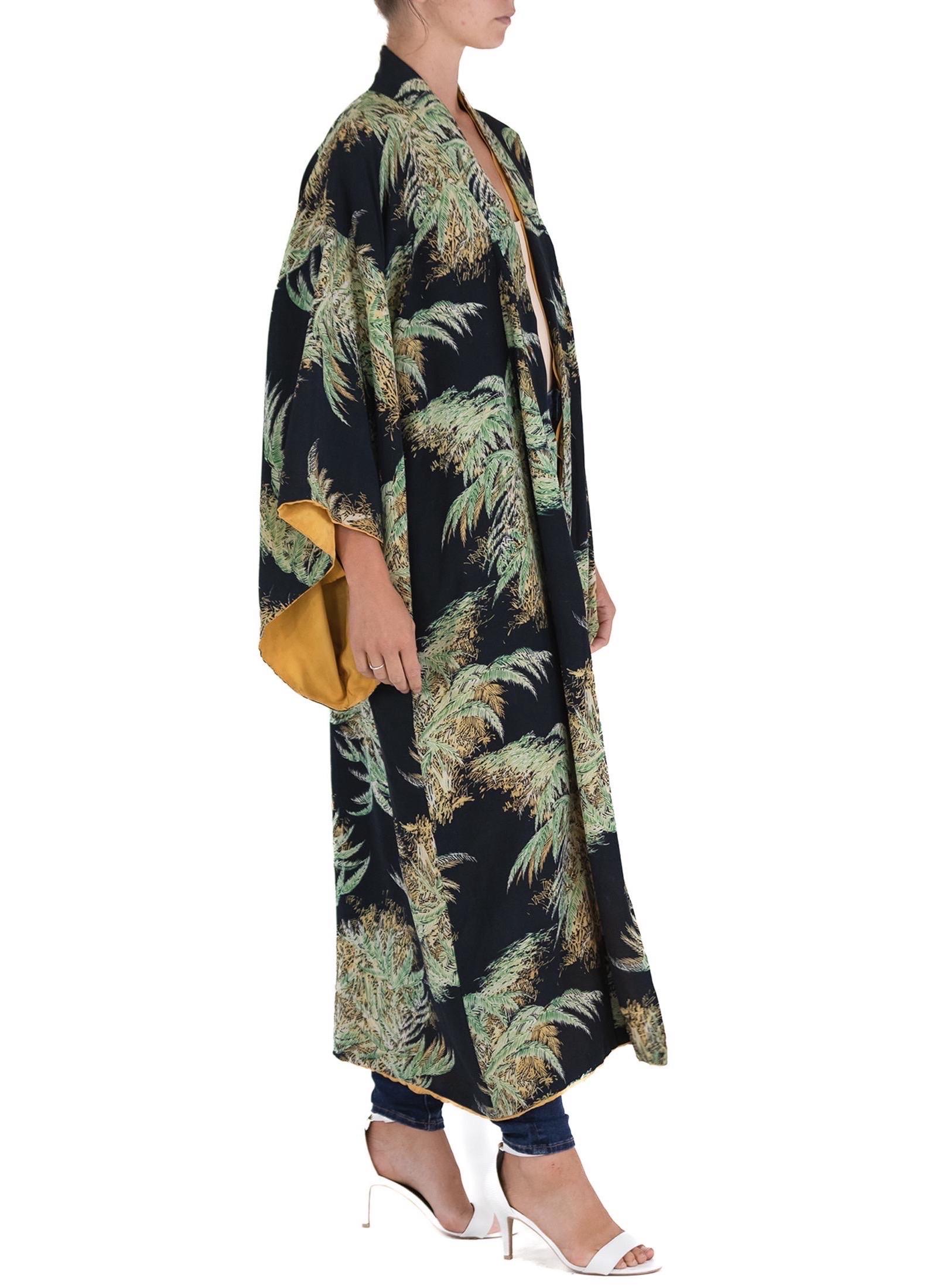 Kimono des années 1940, rare et imprimé tropical en vente 2
