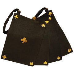 1940's Black Suede Deck of Card Handbag with Brass Trim