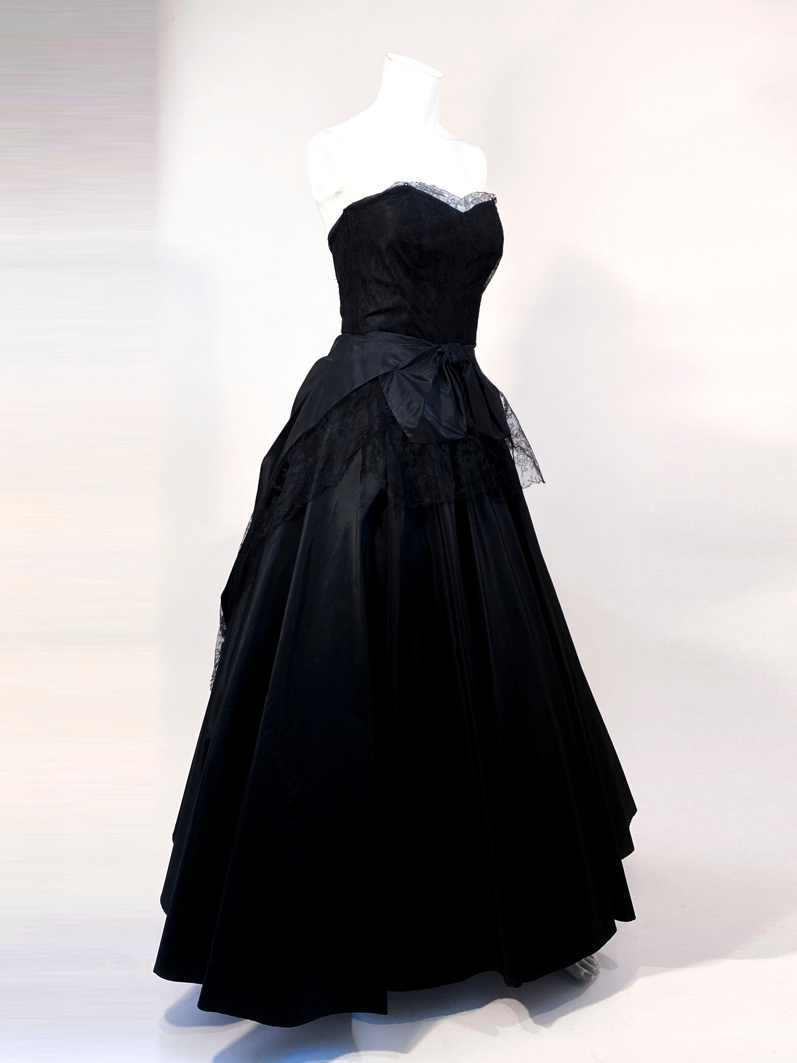 black taffeta gown