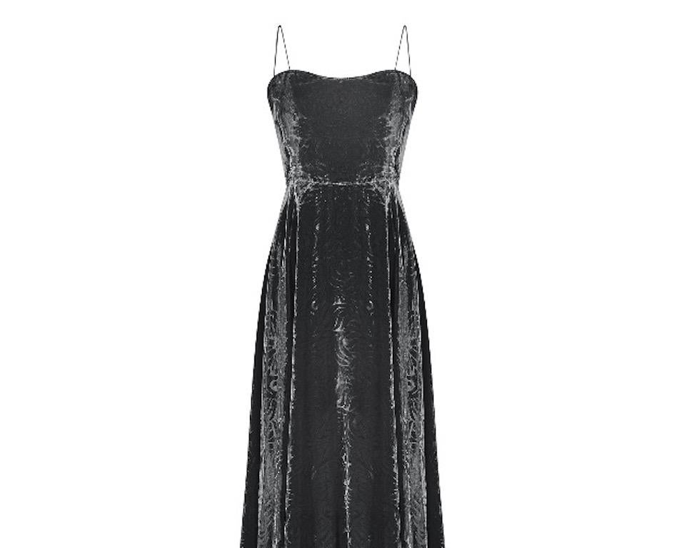 1940er Schwarzer Samt Art Deco Floral Print Abendkleid für Damen oder Herren im Angebot