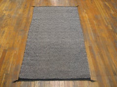 1940s Black White American Navajo Twill Saddle Blanket Wool Carpet 3' x 5'6" Rug