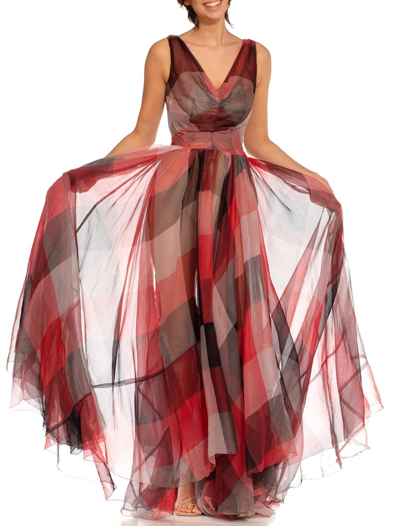 buffalo plaid bridesmaid dresses 1940S Black, White and Red Silk Organza Sheer Check Gown Couture From Par For Sale at 1stDibs Size:16 1/2 x 34 bridal ball gown Step into timeless elegance Wonder Woman Royal Blue