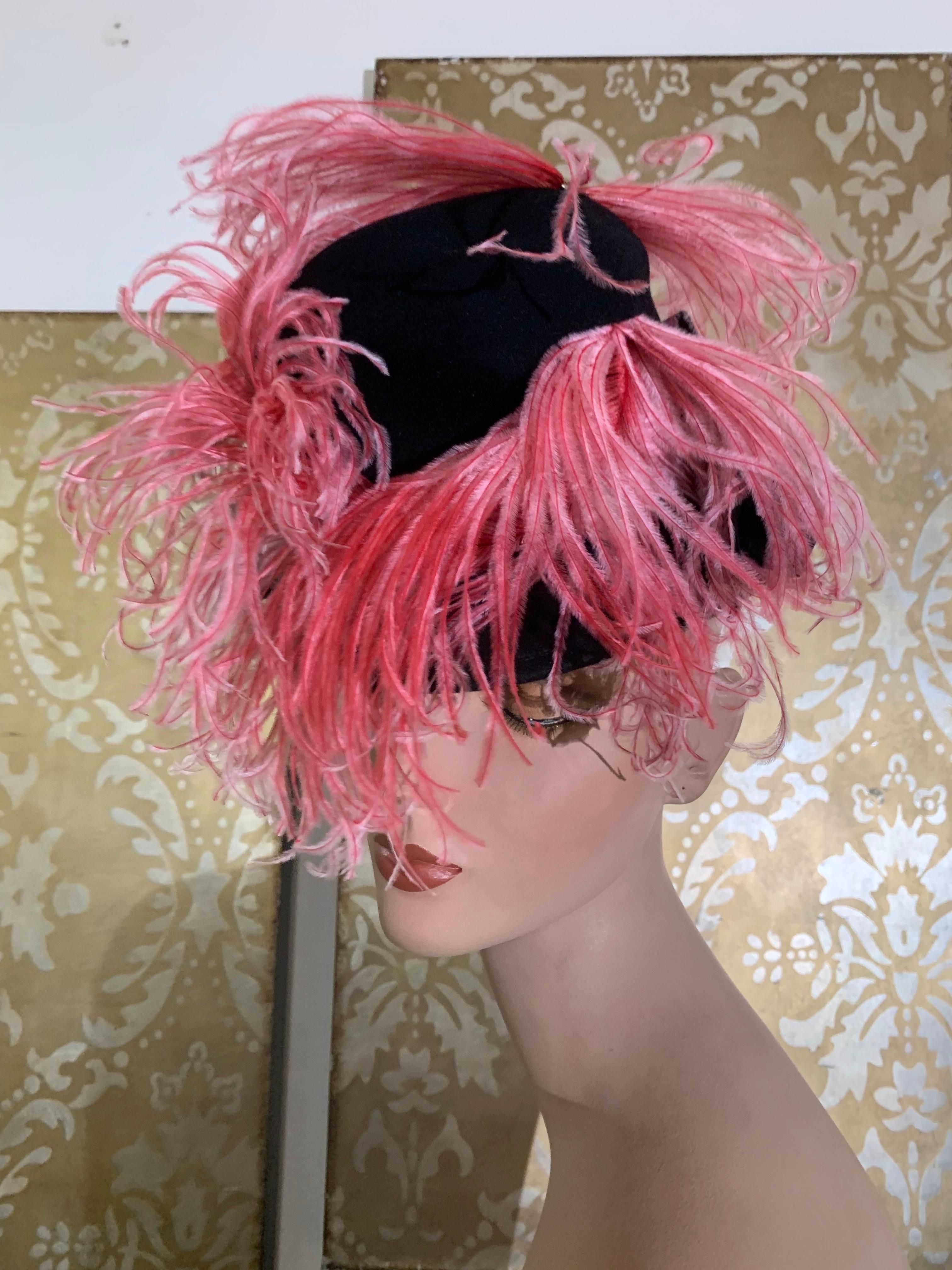 1940s Black Wool Felt Tall-Crown 