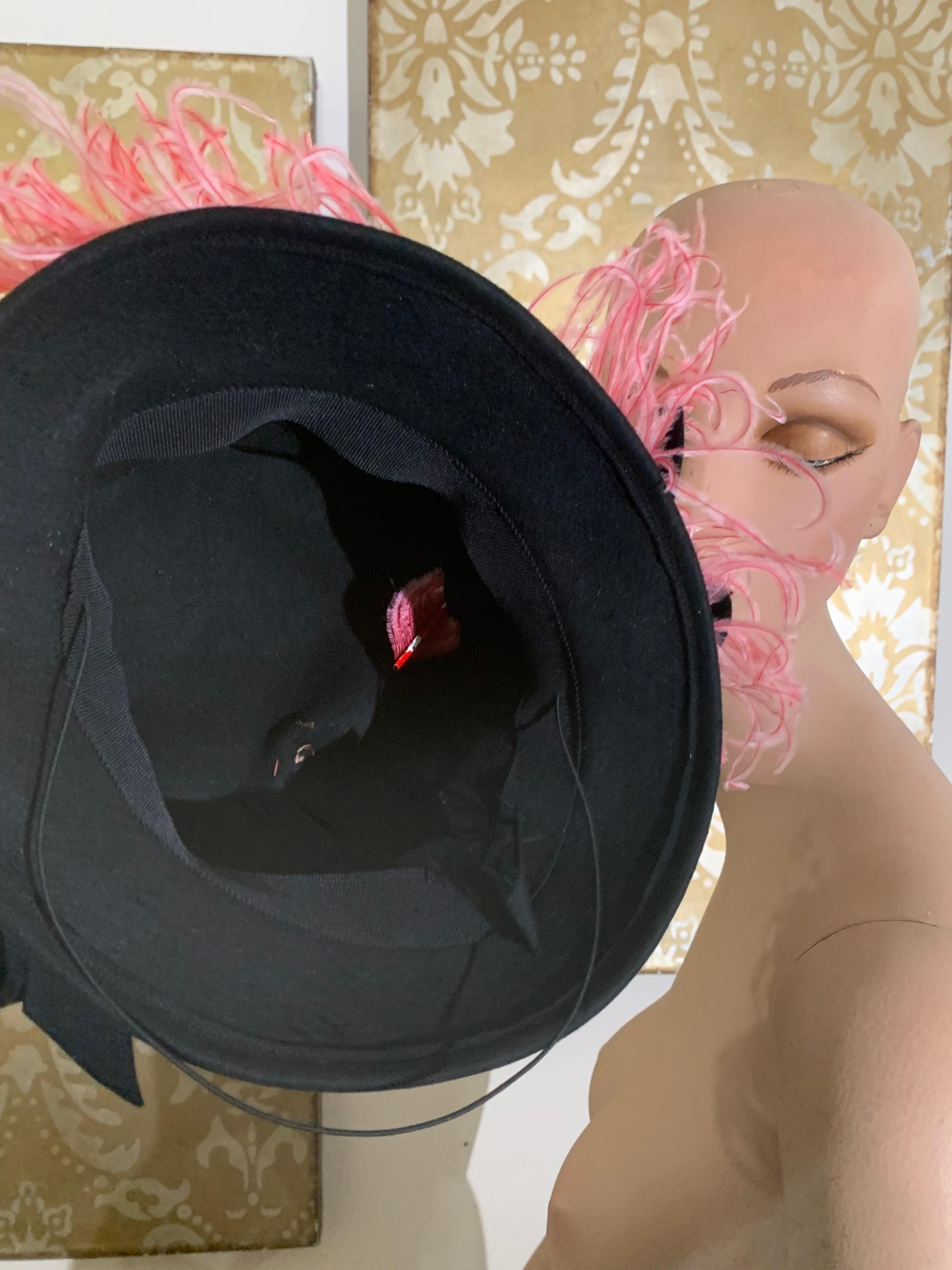 1940s Black Wool Felt Tall-Crown 