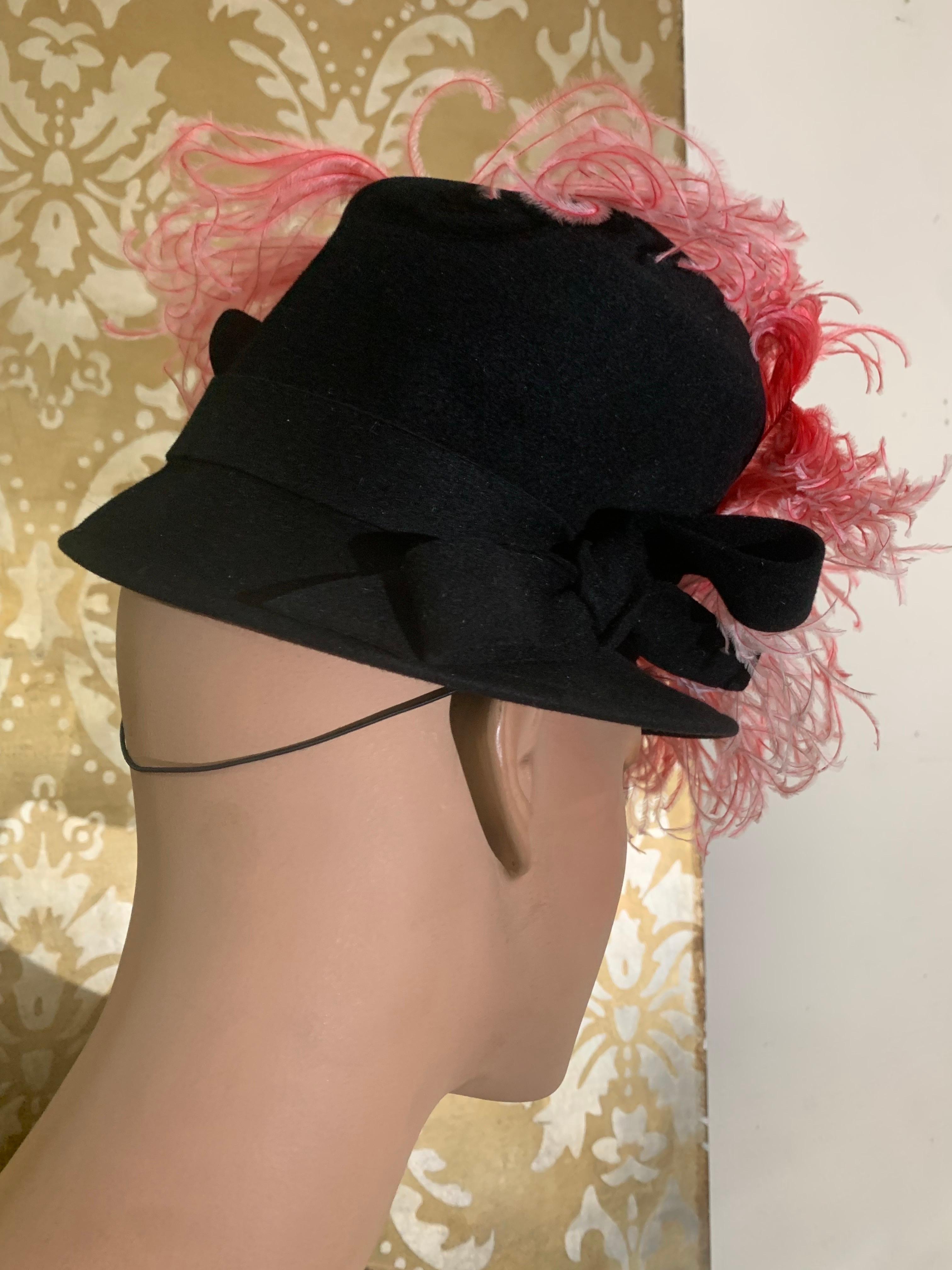Gray 1940s Black Wool Felt Tall-Crown 